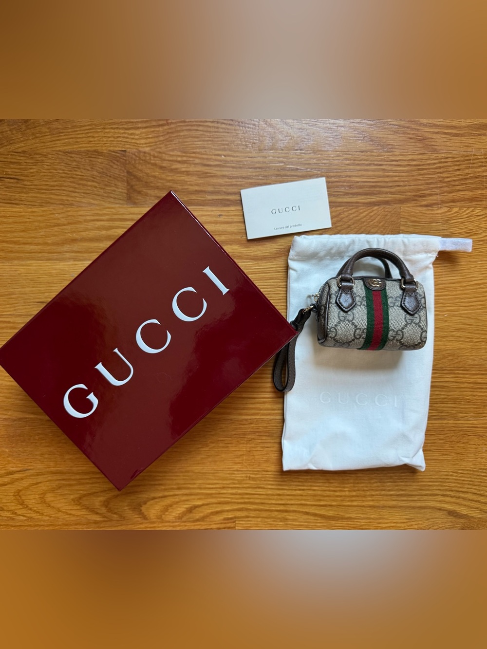 Gucci Mini Ophidia GG Supreme Canvas Bag with Green and Red Web Stripe